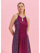Halter Neck Slit Detailed Purple Long Dress 4610